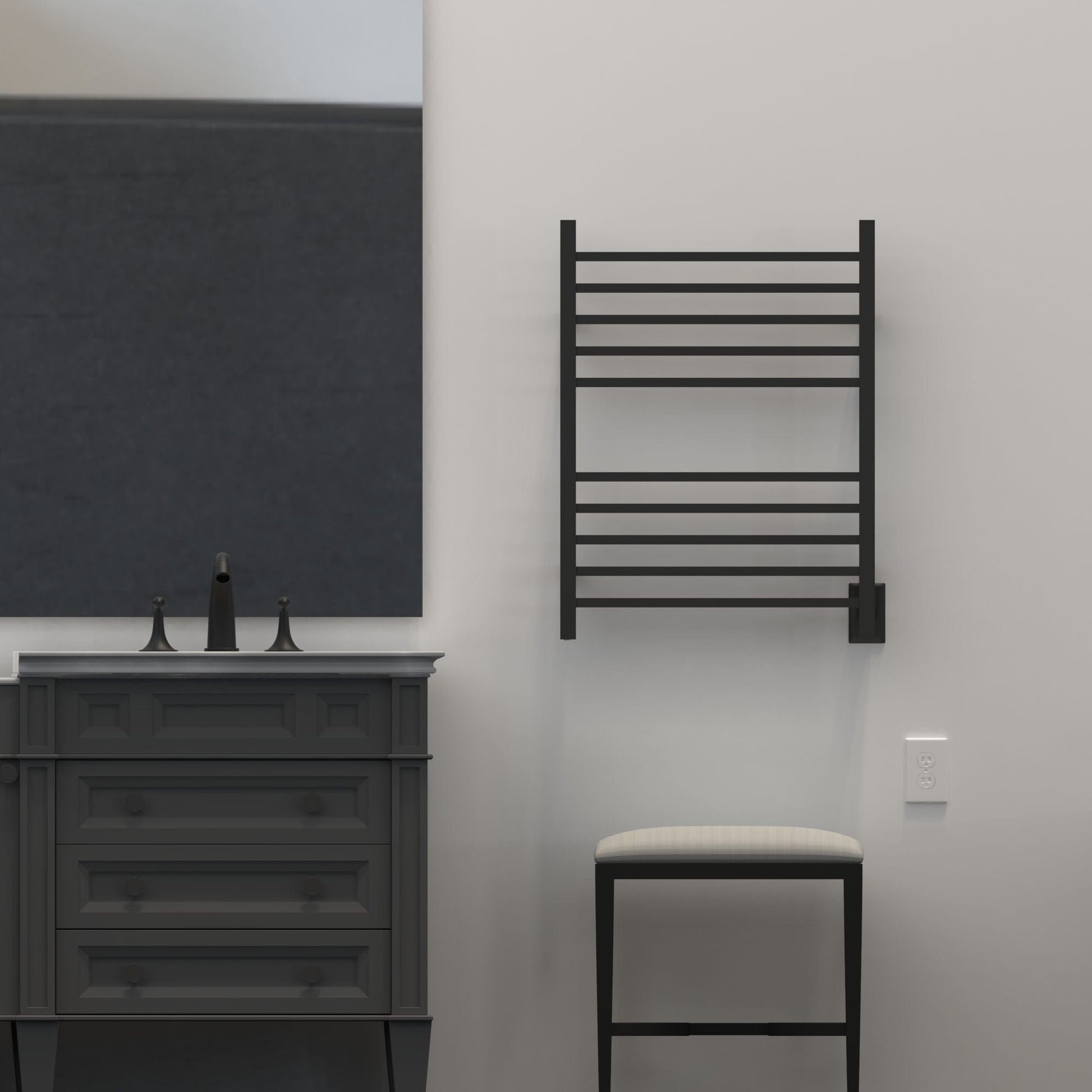 Amba RSWH-MB Amba Radiant Square Hardwired + Plug-in Combo 10 Bar Towel Warmer in Matte Black - RSWH-MB