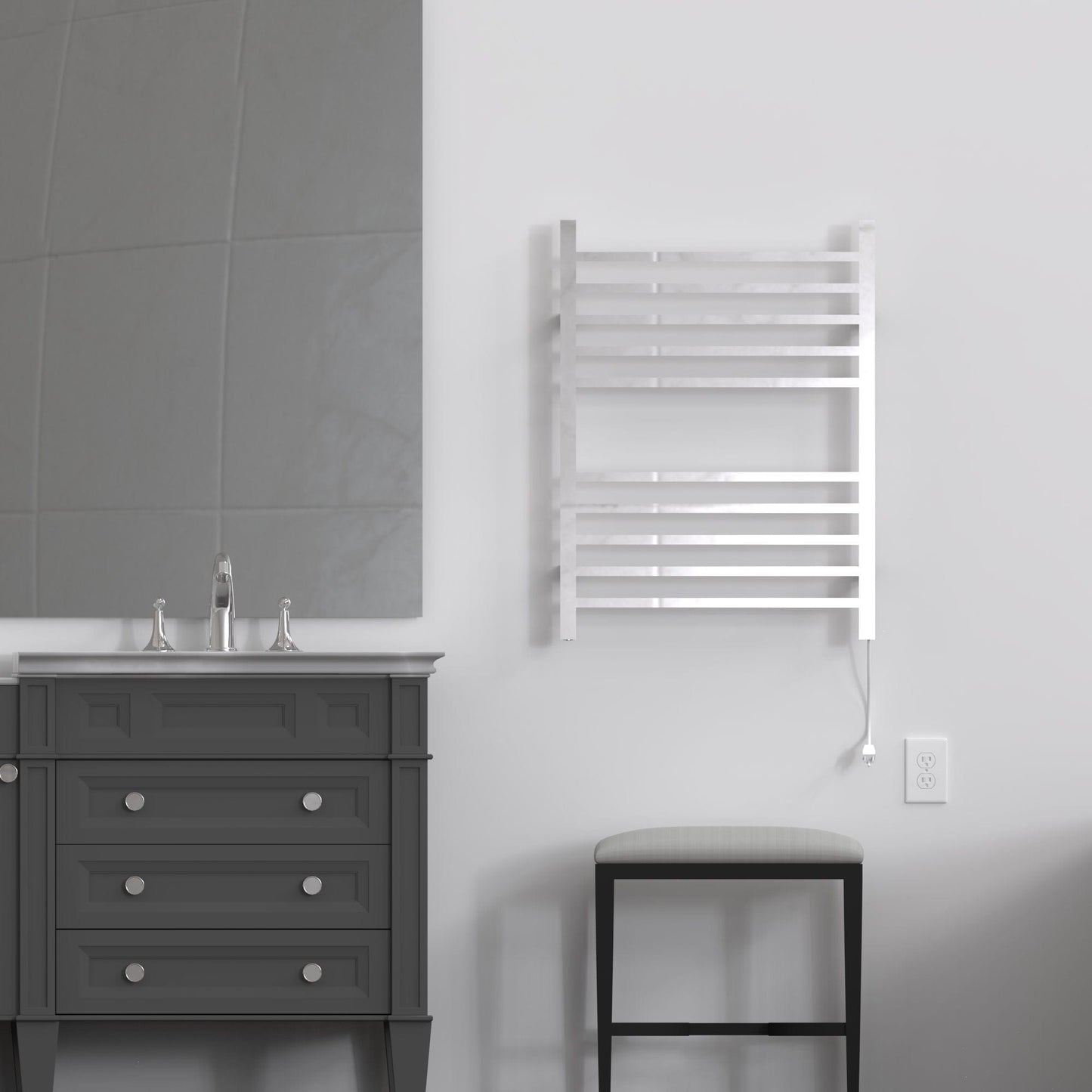 Amba RSWH-P Amba Radiant Square Hardwired + Plug-in Combo 10 Bar Towel Warmer in Polished - RSWH-P