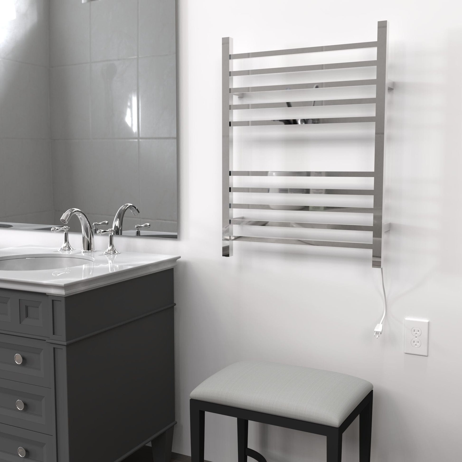 Amba RSWH-P Amba Radiant Square Hardwired + Plug-in Combo 10 Bar Towel Warmer in Polished - RSWH-P