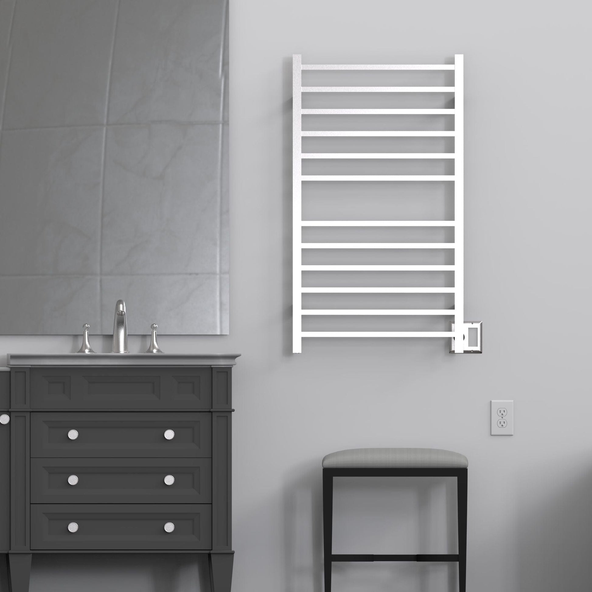 Amba RSWHL-B Amba Radiant Large Square Hardwired + Plug-in Combo 12 Bar Towel Warmer in Brushed - RSWHL-B