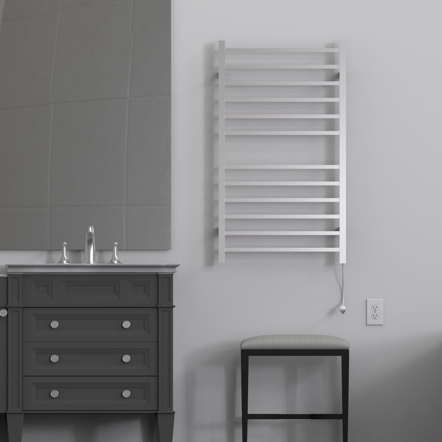 Amba RSWHL-B Amba Radiant Large Square Hardwired + Plug-in Combo 12 Bar Towel Warmer in Brushed - RSWHL-B