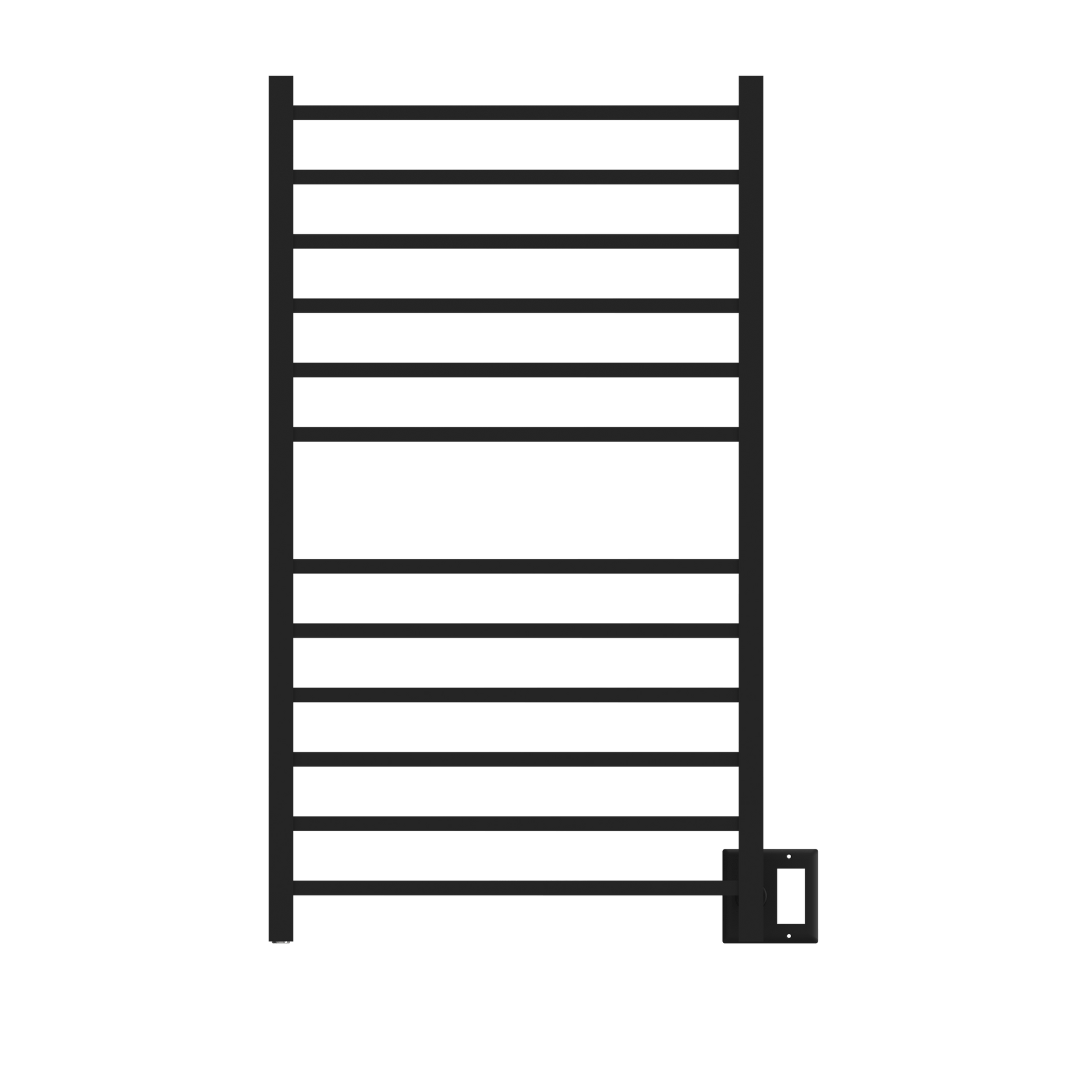 Amba RSWHL-MB Amba Radiant Large Square Hardwired + Plug-in Combo 12 Bar Towel Warmer in Matte Black - RSWHL-MB