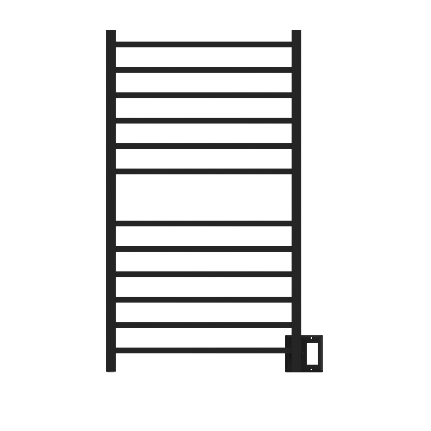 Amba RSWHL-MB Amba Radiant Large Square Hardwired + Plug-in Combo 12 Bar Towel Warmer in Matte Black - RSWHL-MB