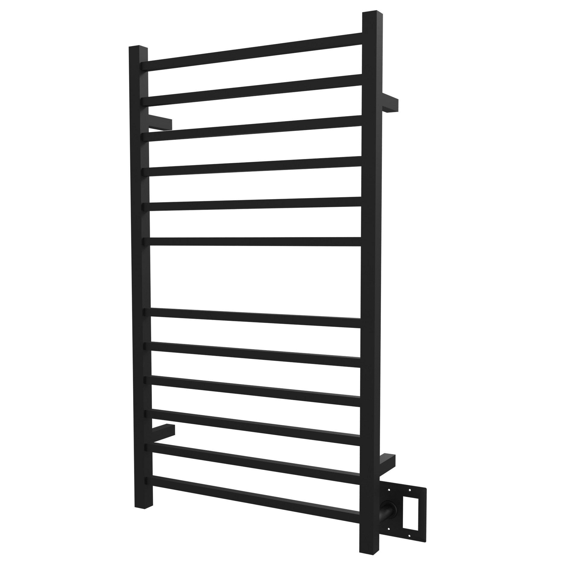 Amba RSWHL-MB Amba Radiant Large Square Hardwired + Plug-in Combo 12 Bar Towel Warmer in Matte Black - RSWHL-MB