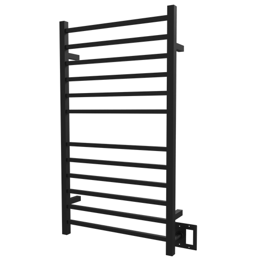 Amba RSWHL-MB Amba Radiant Large Square Hardwired + Plug-in Combo 12 Bar Towel Warmer in Matte Black - RSWHL-MB