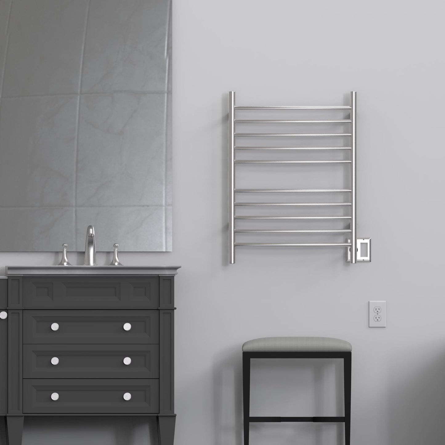 Amba RWH-CB Amba Radiant Hardwired + Plug-in Combo Curved 10 Bar Towel Warmer in Brushed - RWH-CB