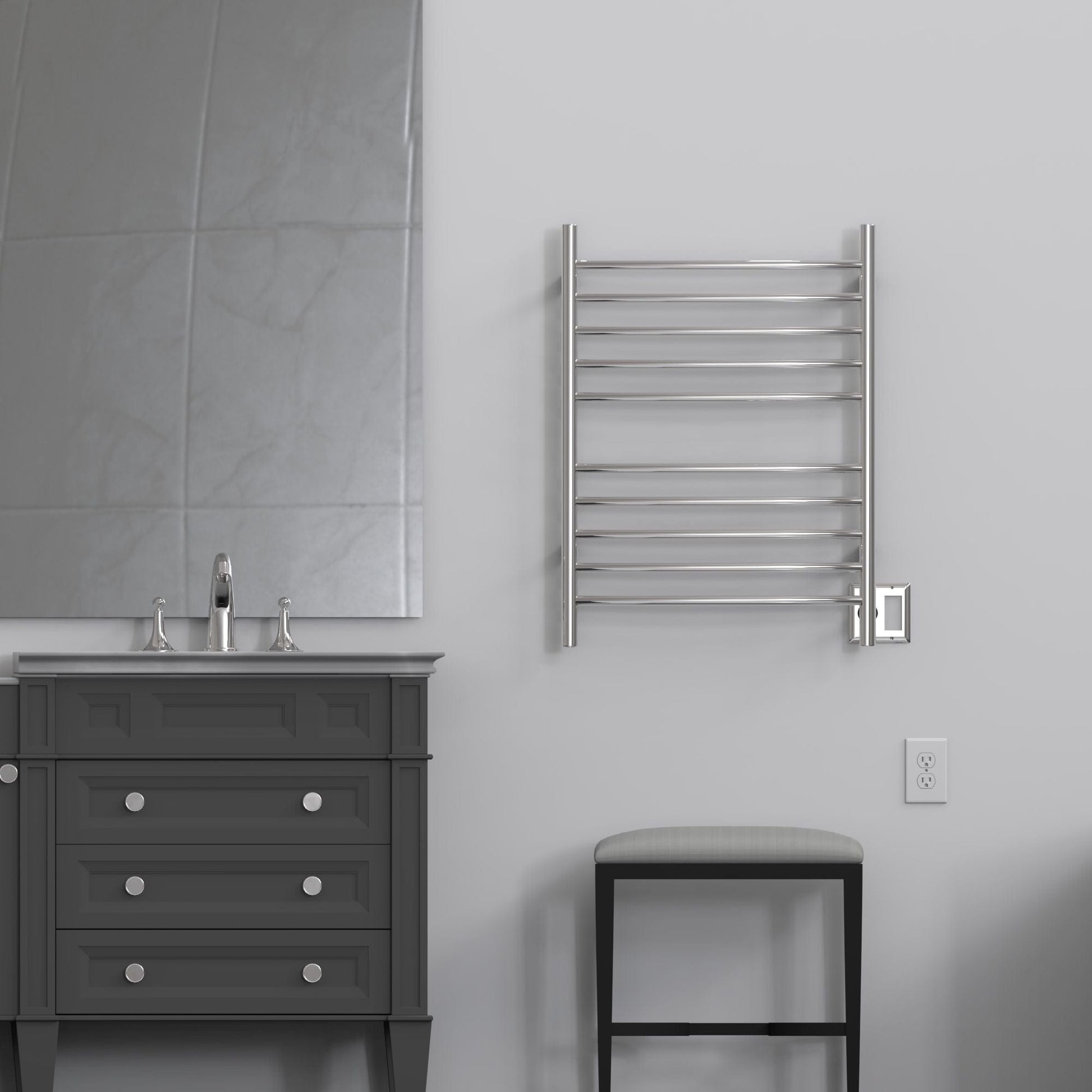 Amba RWH-CP Amba Radiant Hardwired + Plug-in Combo Curved 10 Bar Towel Warmer in Polished - RWH-CP