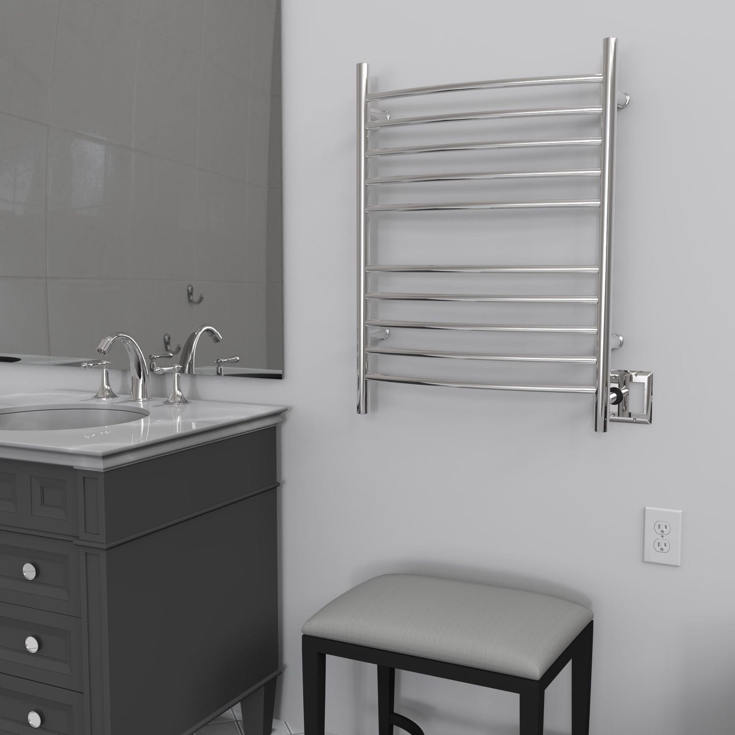 Amba RWH-CP Amba Radiant Hardwired + Plug-in Combo Curved 10 Bar Towel Warmer in Polished - RWH-CP