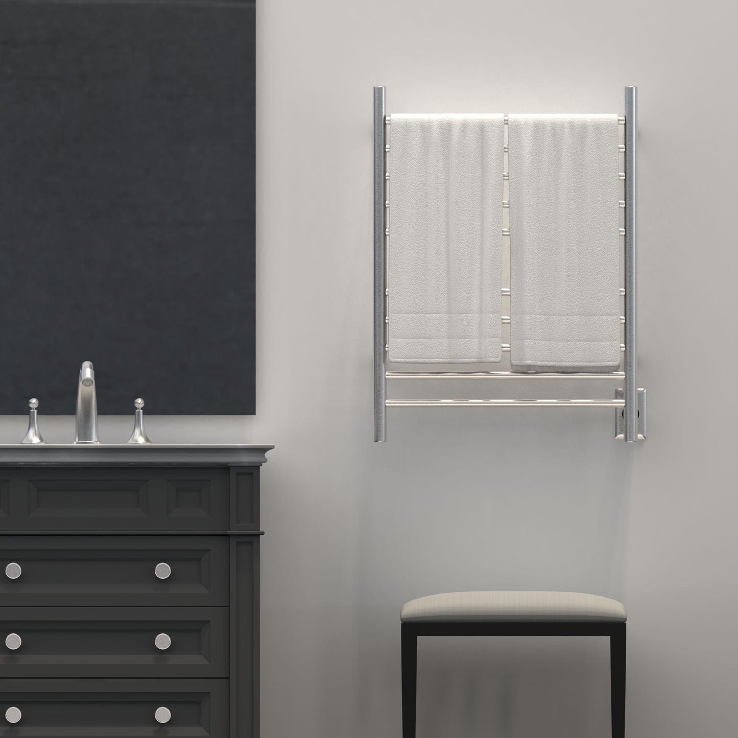 Amba RWH-SB Amba Radiant Hardwired + Plug-in Combo Straight 10 Bar Towel Warmer in Brushed - RWH-SB