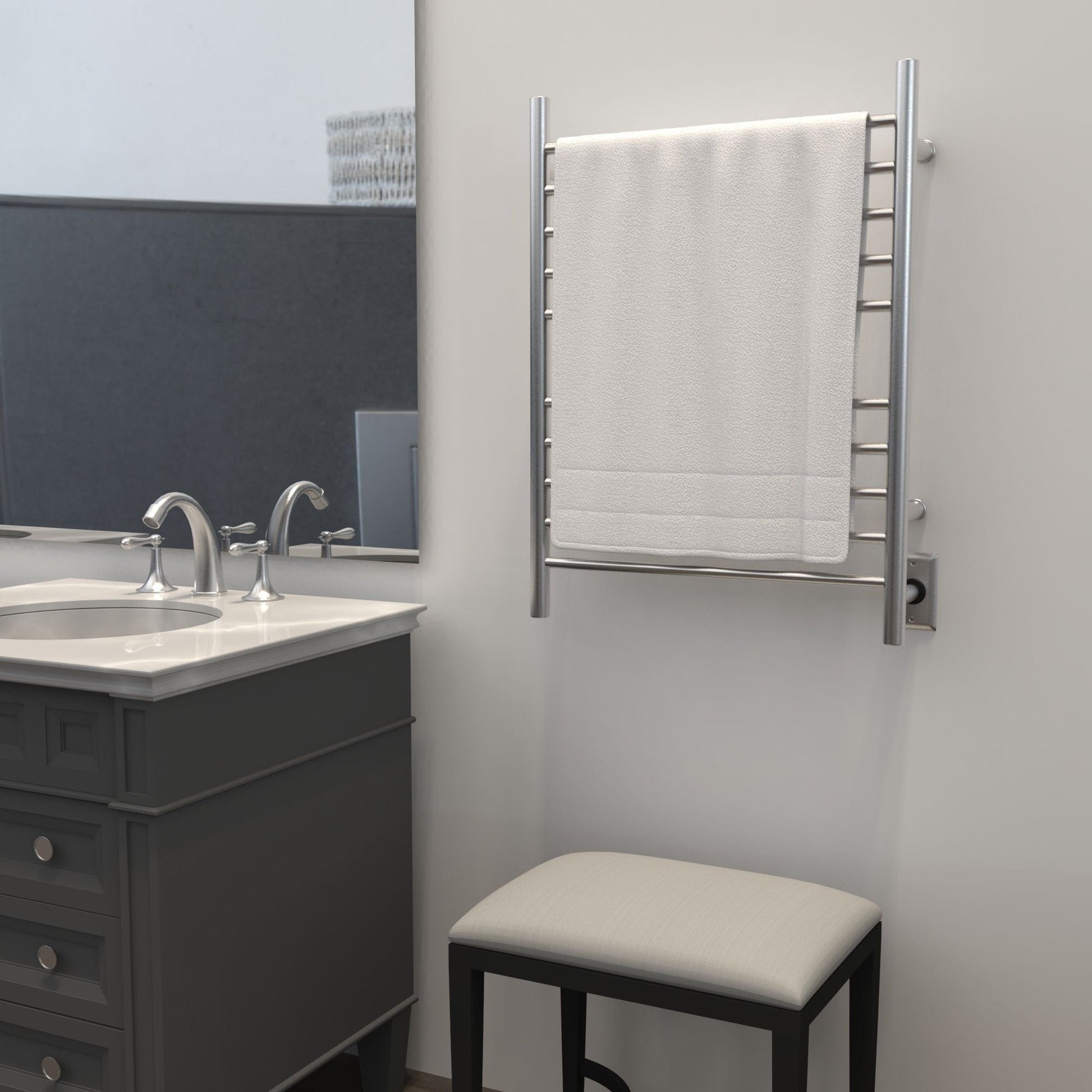 Amba RWH-SB Amba Radiant Hardwired + Plug-in Combo Straight 10 Bar Towel Warmer in Brushed - RWH-SB