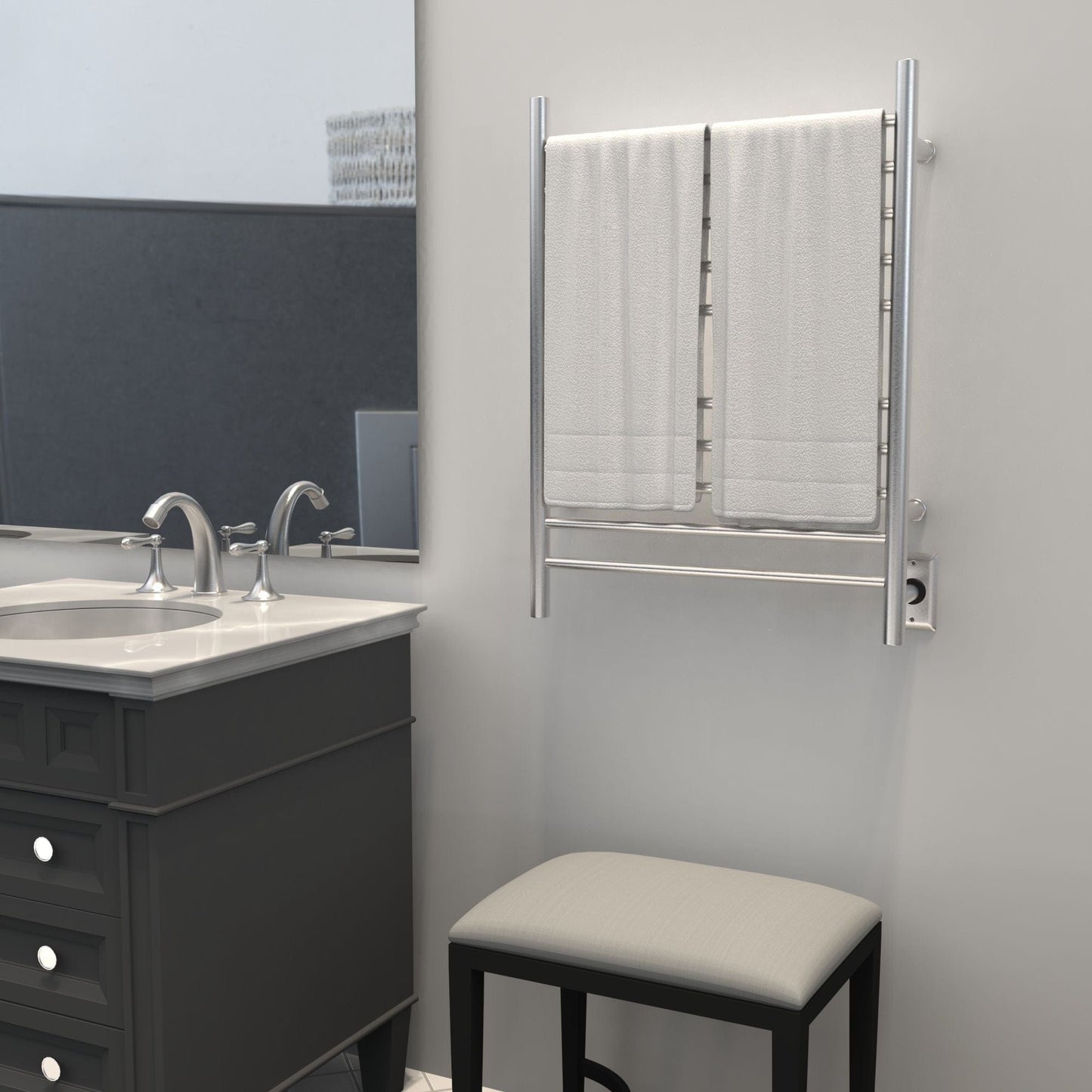 Amba RWH-SB Amba Radiant Hardwired + Plug-in Combo Straight 10 Bar Towel Warmer in Brushed - RWH-SB