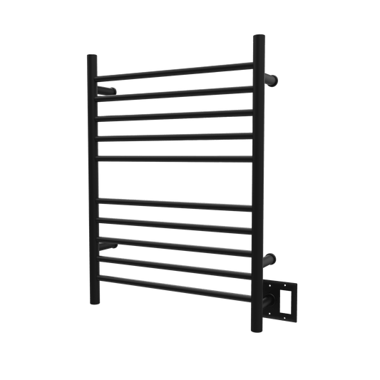 Amba RWH-SMB Amba Radiant Hardwired + Plug-in Combo Straight 10 Bar Towel Warmer in Matte Black - RWH-SMB