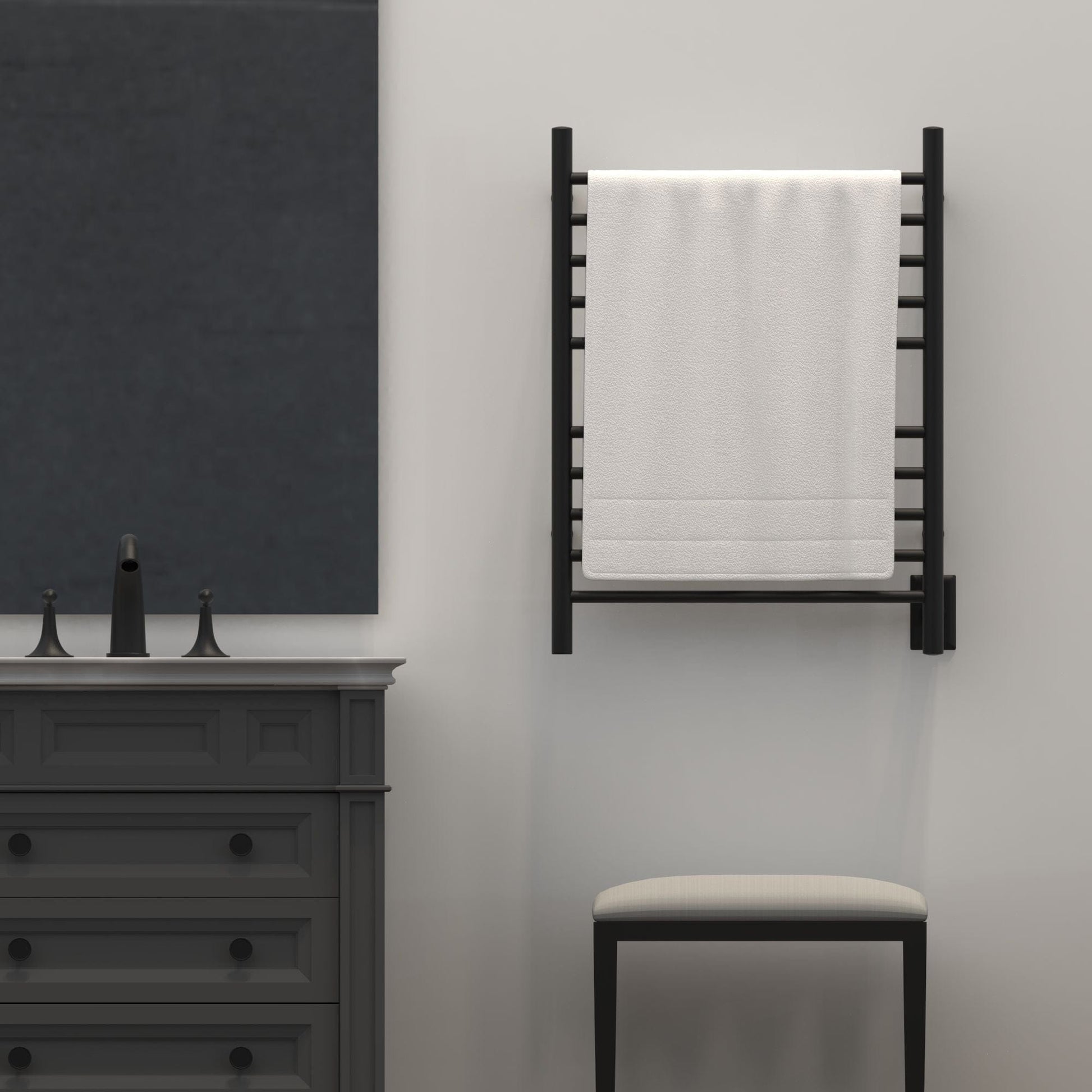 Amba RWH-SMB Amba Radiant Hardwired + Plug-in Combo Straight 10 Bar Towel Warmer in Matte Black - RWH-SMB