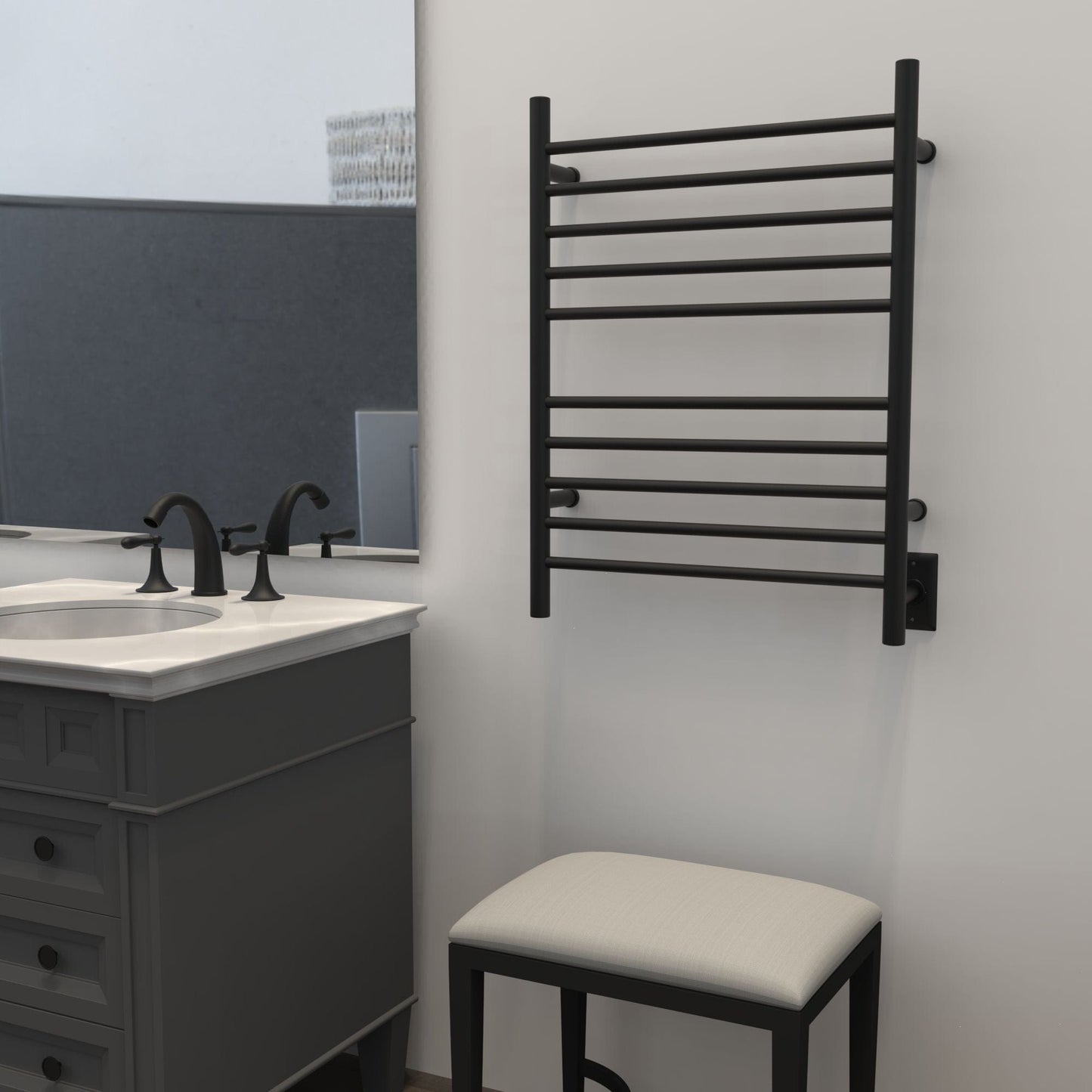 Amba RWH-SMB Amba Radiant Hardwired + Plug-in Combo Straight 10 Bar Towel Warmer in Matte Black - RWH-SMB