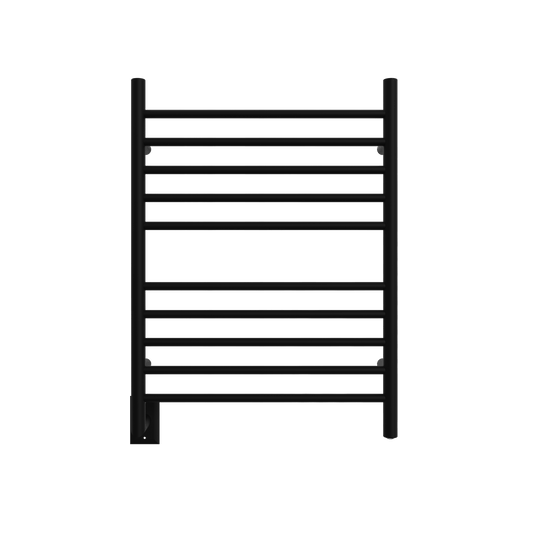 Amba RWH-SMB-LEFT Amba Radiant Hardwired + Plug-in Combo (Left Side) Straight 10 Bar Towel Warmer in Matte Black - RWH-SMB-LEFT