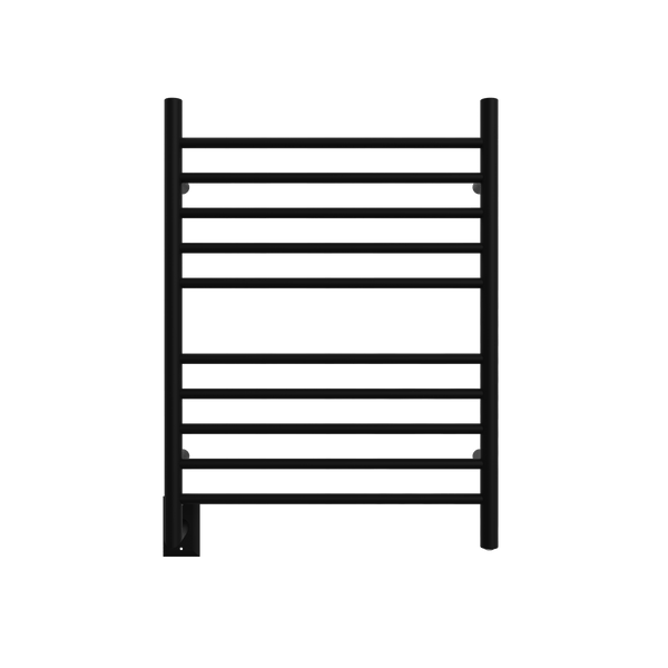 Amba RWH-SMB-LEFT Amba Radiant Hardwired + Plug-in Combo (Left Side) Straight 10 Bar Towel Warmer in Matte Black - RWH-SMB-LEFT