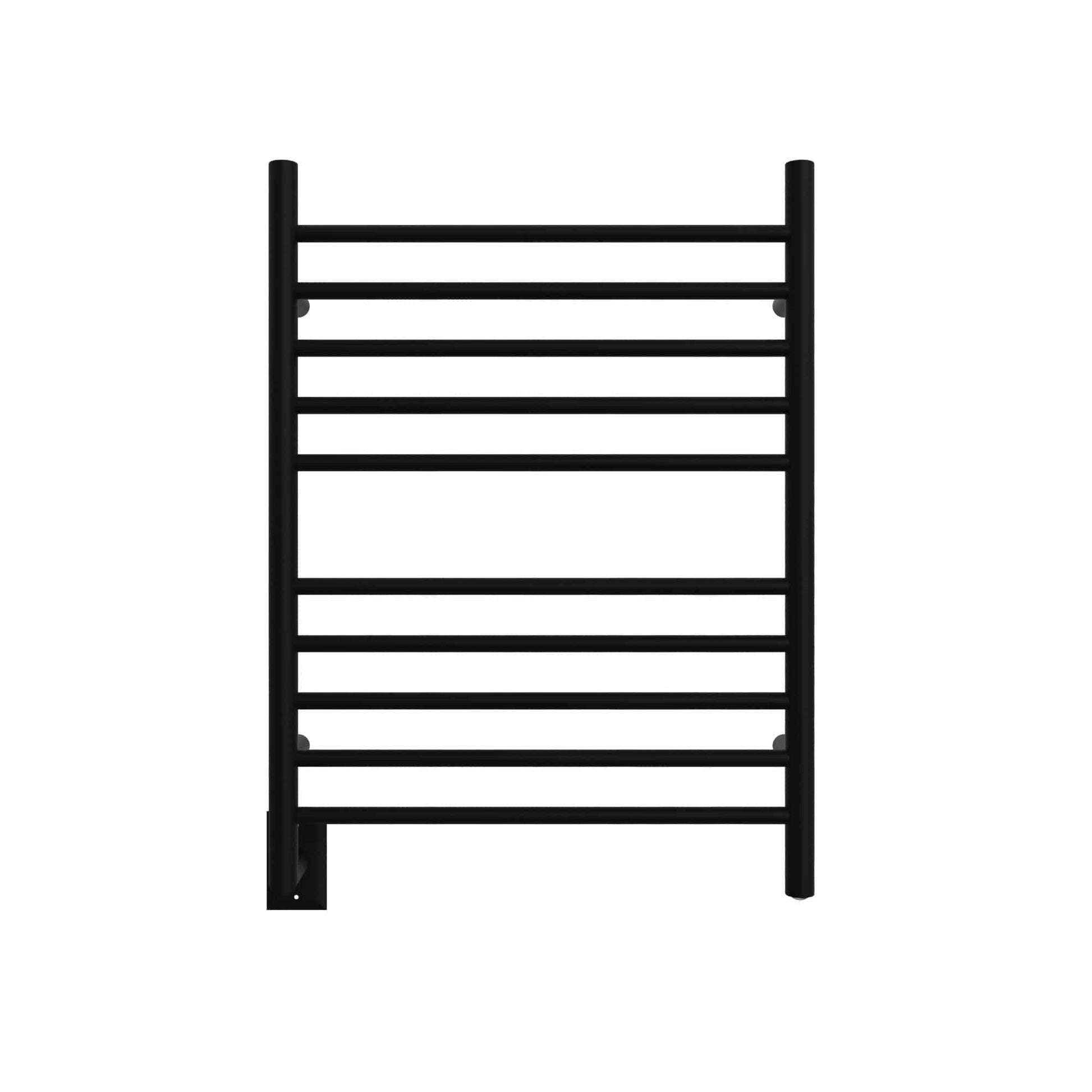 Amba RWH-SMB-LEFT Amba Radiant Hardwired + Plug-in Combo (Left Side) Straight 10 Bar Towel Warmer in Matte Black - RWH-SMB-LEFT