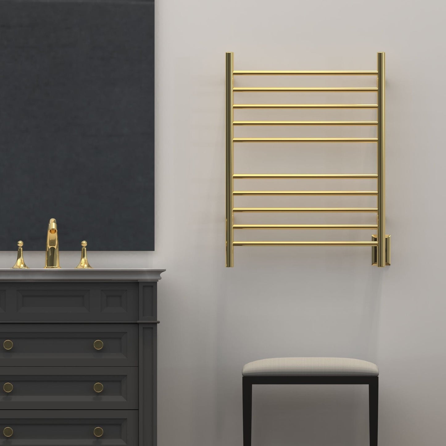 Amba RWH-SPG Amba Radiant Hardwired + Plug-in Combo Straight 10 Bar Towel Warmer in Polished Gold - RWH-SPG