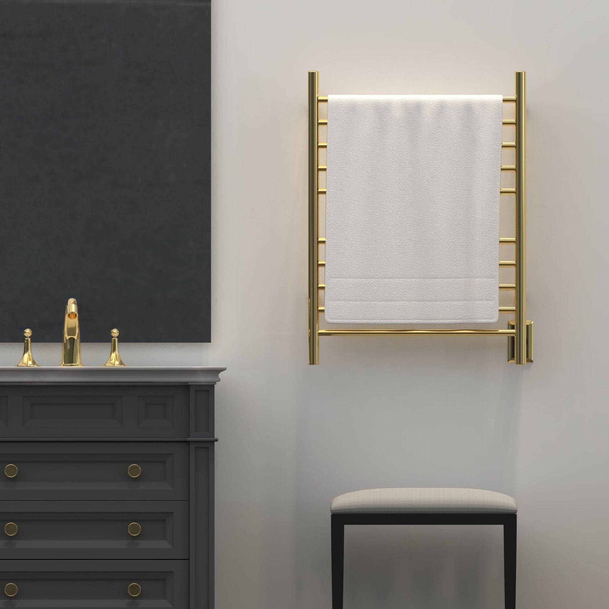 Amba RWH-SPG Amba Radiant Hardwired + Plug-in Combo Straight 10 Bar Towel Warmer in Polished Gold - RWH-SPG