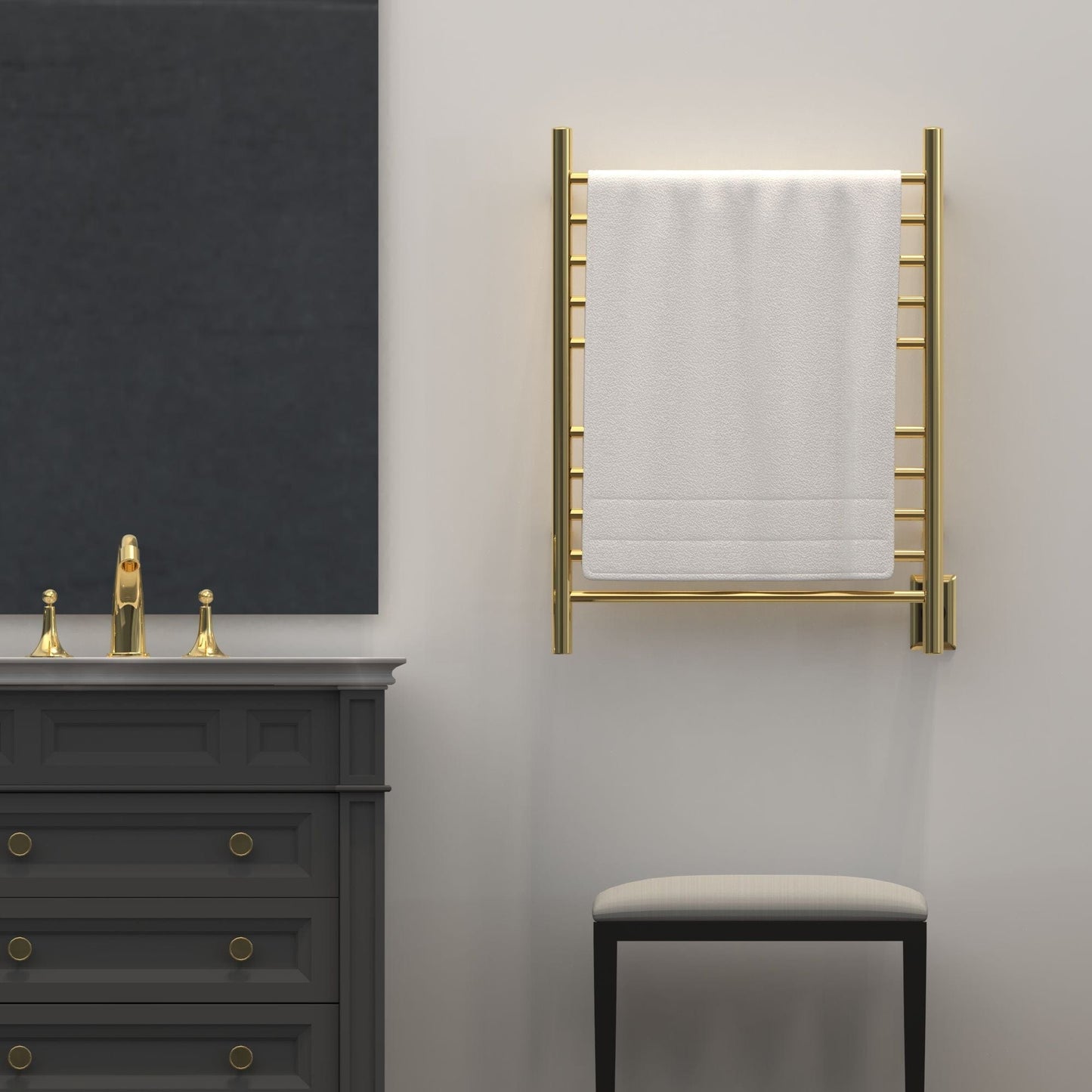 Amba RWH-SPG Amba Radiant Hardwired + Plug-in Combo Straight 10 Bar Towel Warmer in Polished Gold - RWH-SPG