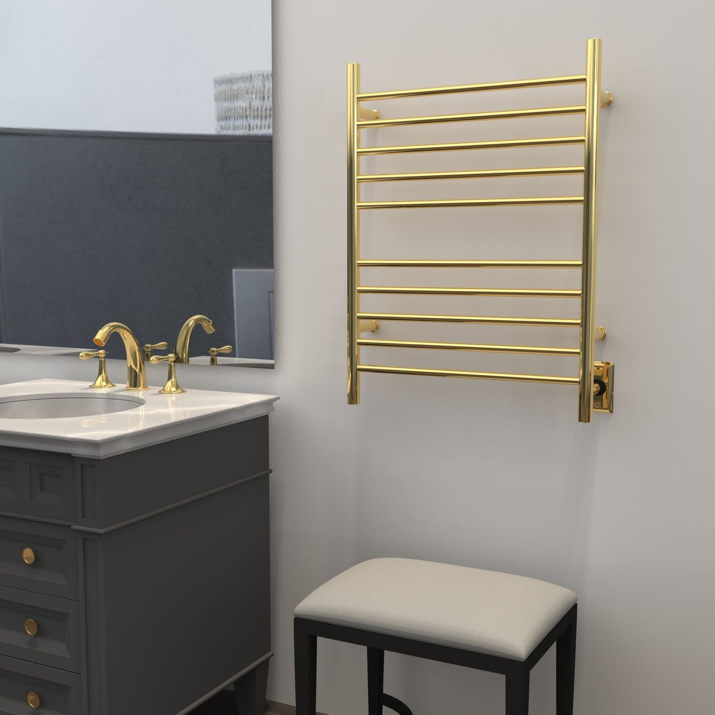 Amba RWH-SPG Amba Radiant Hardwired + Plug-in Combo Straight 10 Bar Towel Warmer in Polished Gold - RWH-SPG