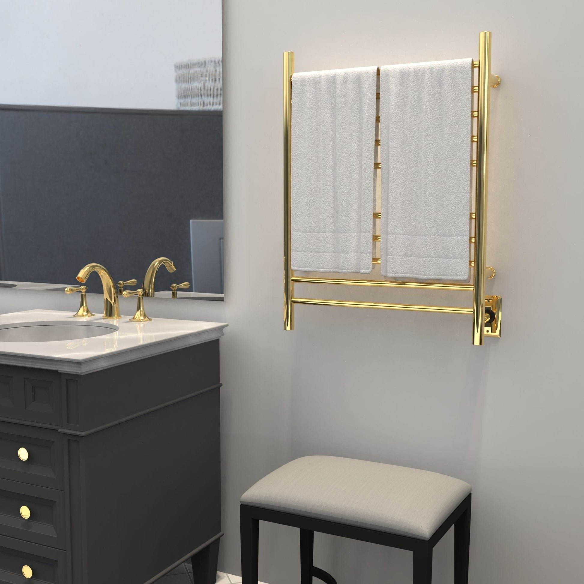 Amba RWH-SPG Amba Radiant Hardwired + Plug-in Combo Straight 10 Bar Towel Warmer in Polished Gold - RWH-SPG