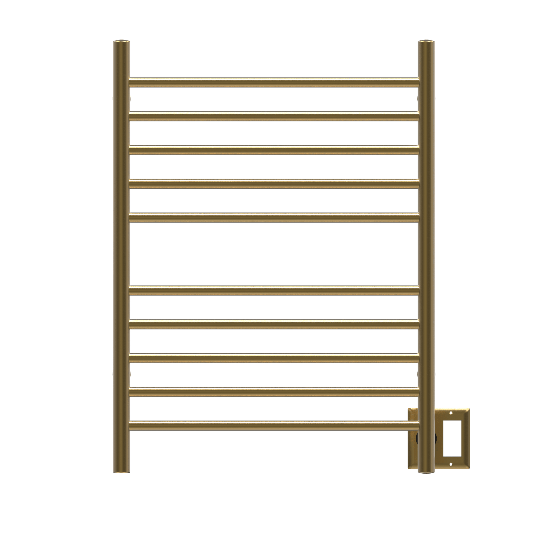 Amba RWH-SSB Amba Radiant Hardwired + Plug-in Combo Straight 10 Bar Towel Warmer in Satin Brass - RWH-SSB