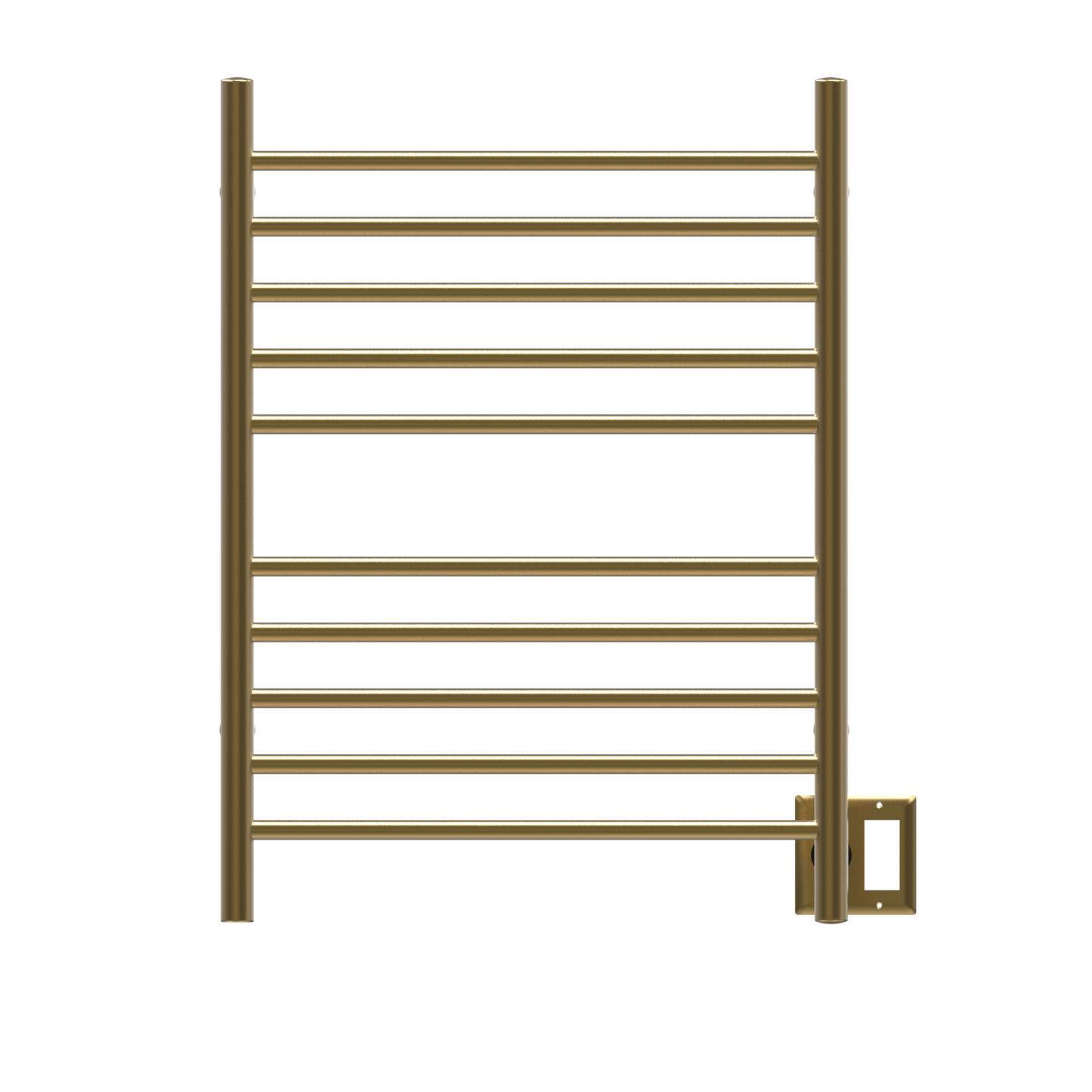 Amba RWH-SSB Amba Radiant Hardwired + Plug-in Combo Straight 10 Bar Towel Warmer in Satin Brass - RWH-SSB