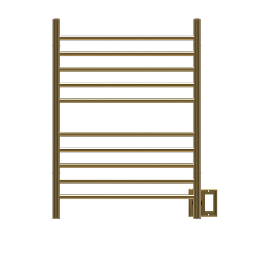 Amba RWH-SSB Amba Radiant Hardwired + Plug-in Combo Straight 10 Bar Towel Warmer in Satin Brass - RWH-SSB