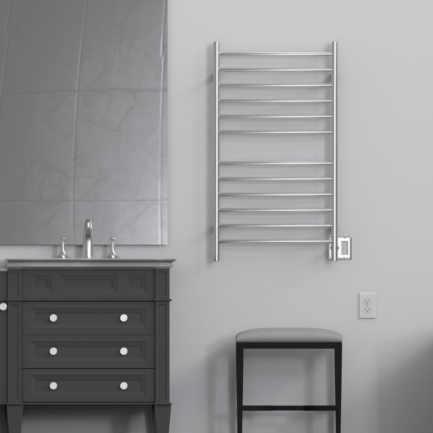 Amba RWHL-CB Amba Radiant Large Hardwired + Plug-in Combo Curved 12 Bar Towel Warmer in Brushed - RWHL-CB