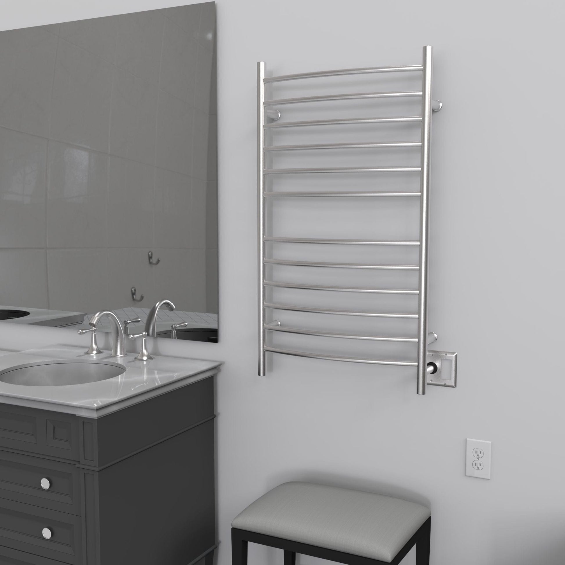 Amba RWHL-CB Amba Radiant Large Hardwired + Plug-in Combo Curved 12 Bar Towel Warmer in Brushed - RWHL-CB