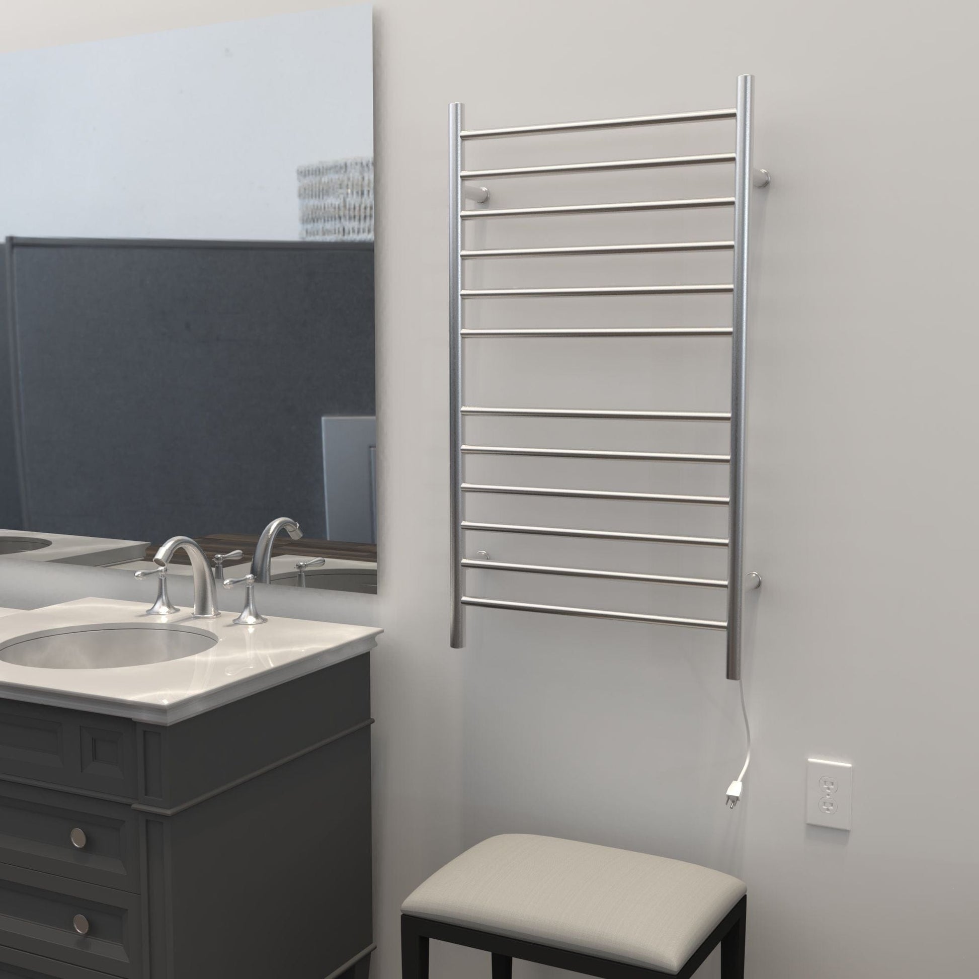 Amba RWHL-SB Amba Radiant Large Hardwired + Plug-in Combo Straight 12 Bar Towel Warmer in Brushed - RWHL-SB