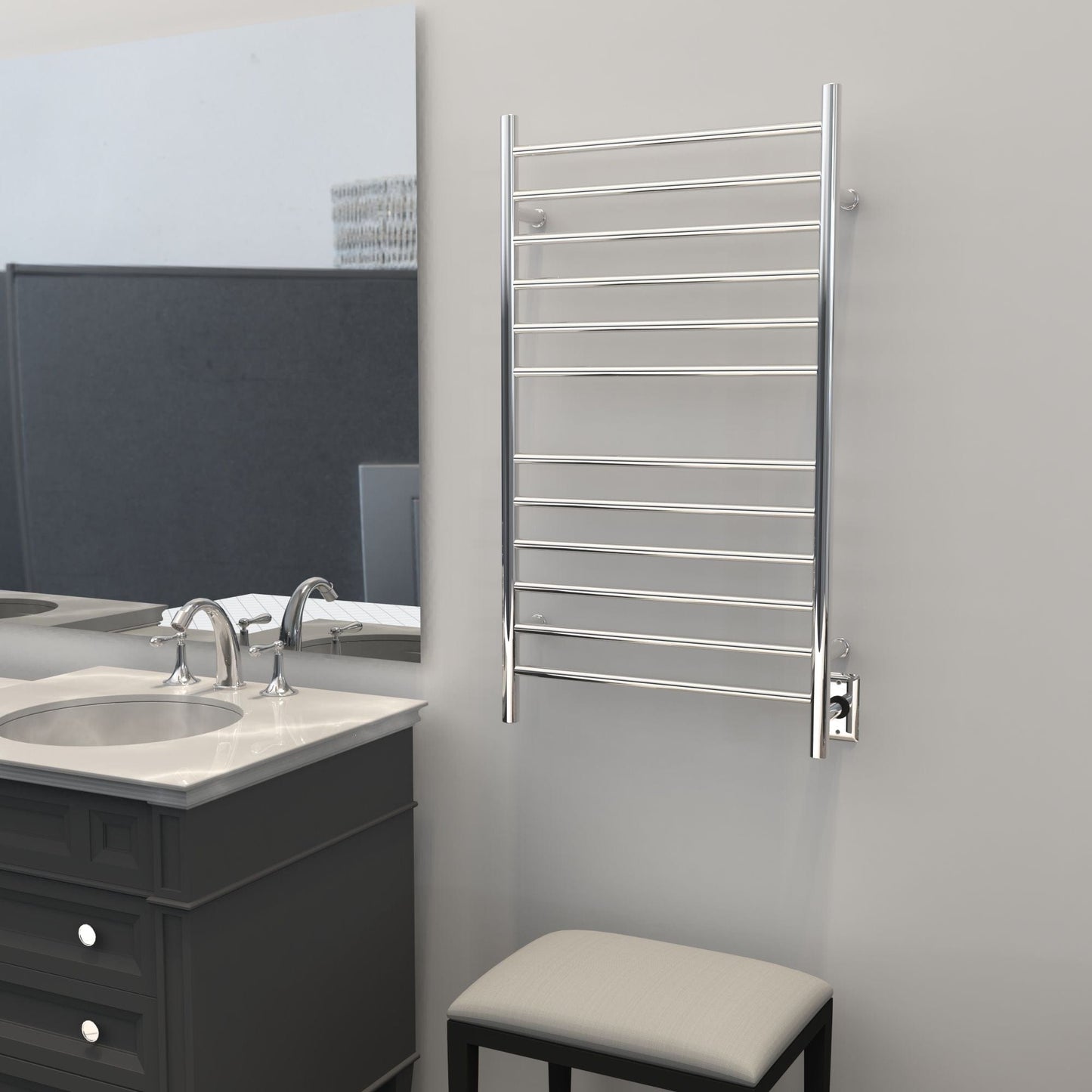 Amba RWHL-SP Amba Radiant Large Hardwired + Plug-in Combo Straight 12 Bar Towel Warmer in Polished - RWHL-SP