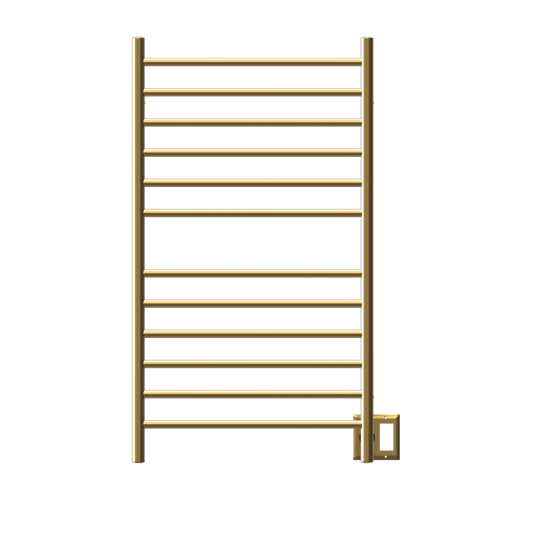 Amba RWHL-SSB Amba Radiant Large Hardwired + Plug-in Combo Straight 12 Bar Towel Warmer in Satin Brass - RWHL-SSB