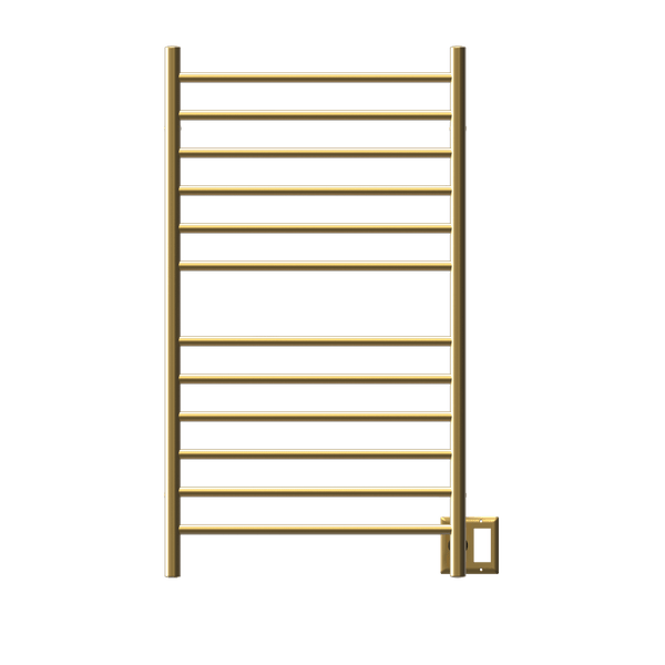 Amba RWHL-SSB Amba Radiant Large Hardwired + Plug-in Combo Straight 12 Bar Towel Warmer in Satin Brass - RWHL-SSB