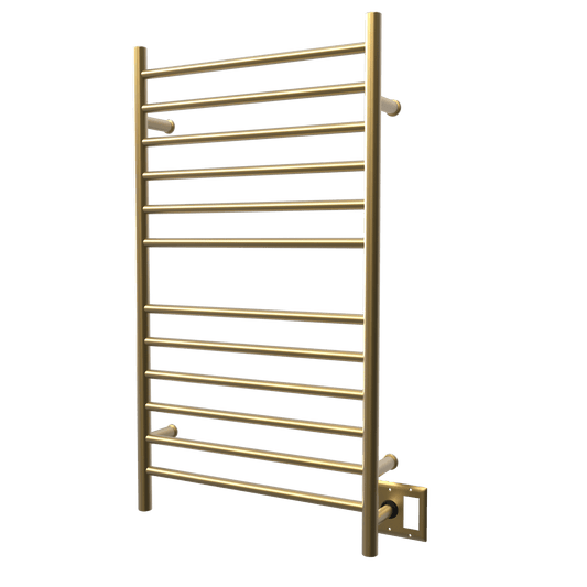 Amba RWHL-SSB Amba Radiant Large Hardwired + Plug-in Combo Straight 12 Bar Towel Warmer in Satin Brass - RWHL-SSB