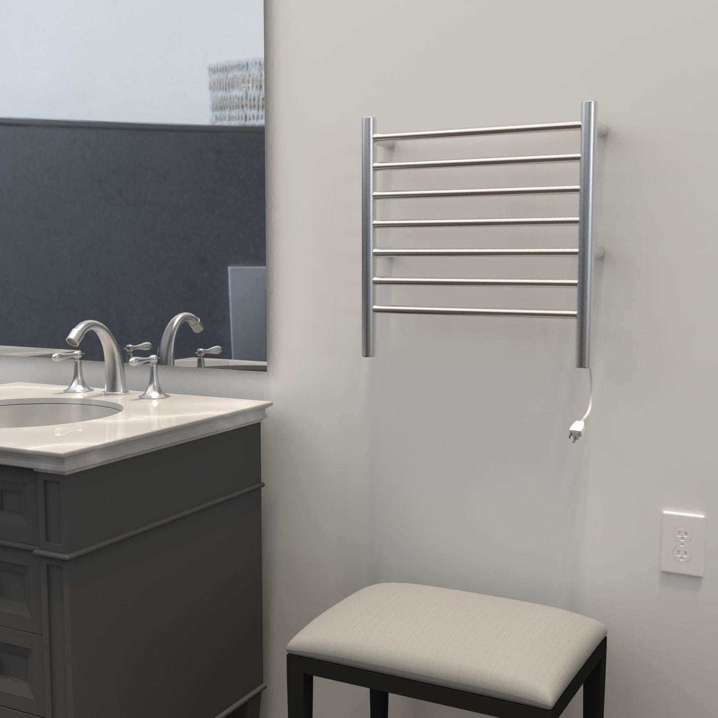 Amba RWHS-SB Amba Radiant Small Hardwired + Plug-in Combo 7 Bar Towel Warmer in Brushed - RWHS-SB