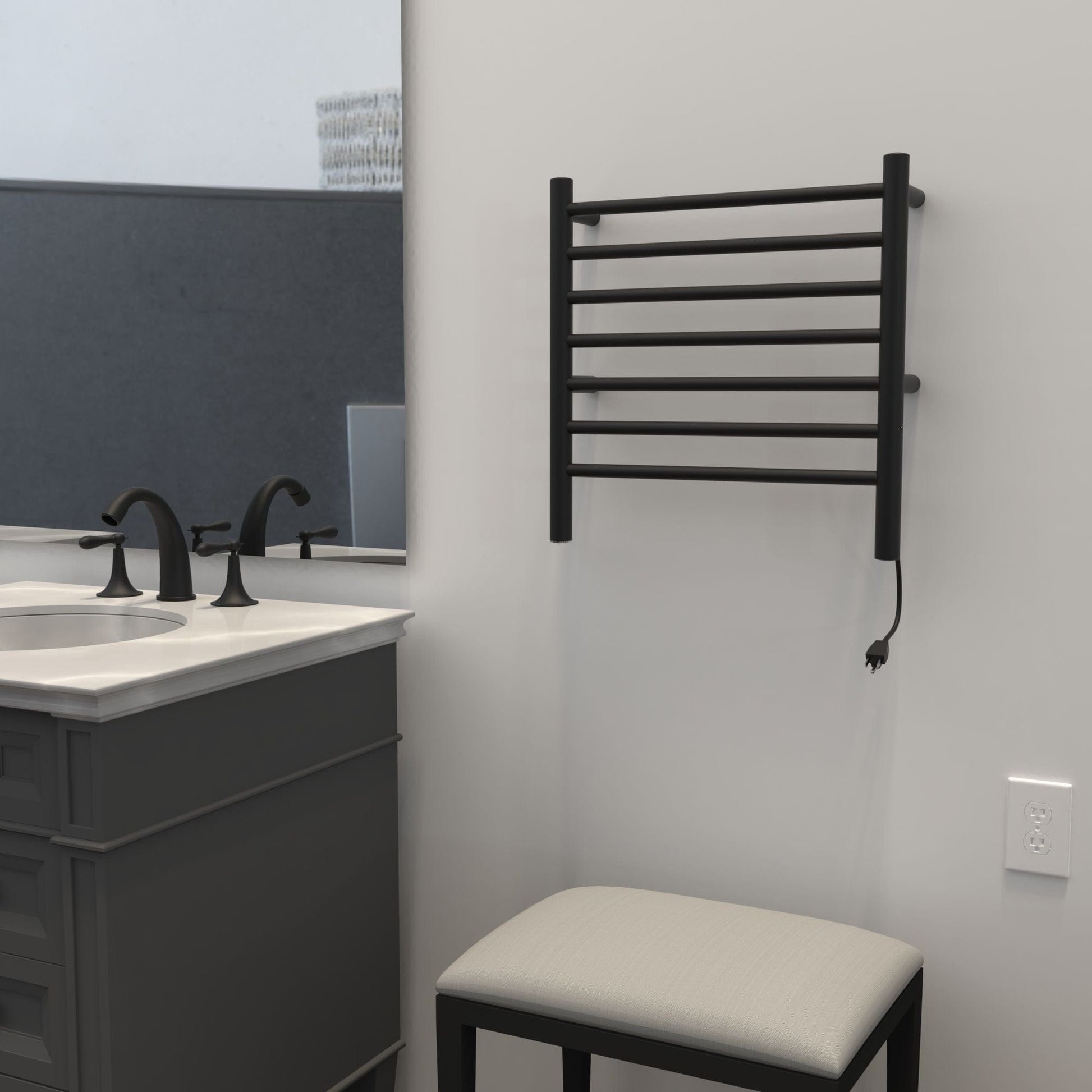 Amba RWHS-SMB Amba Radiant Small Hardwired + Plug-in Combo 7 Bar Towel Warmer in Matte Black - RWHS-SMB