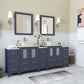 84 Inch Double Sink Bathroom Vanity in Blue with Marble Countertop - Vanity Art VA3124-84B