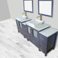 84 Inch Double Sink Bathroom Vanity in Blue with Marble Countertop - Vanity Art VA3130-84B