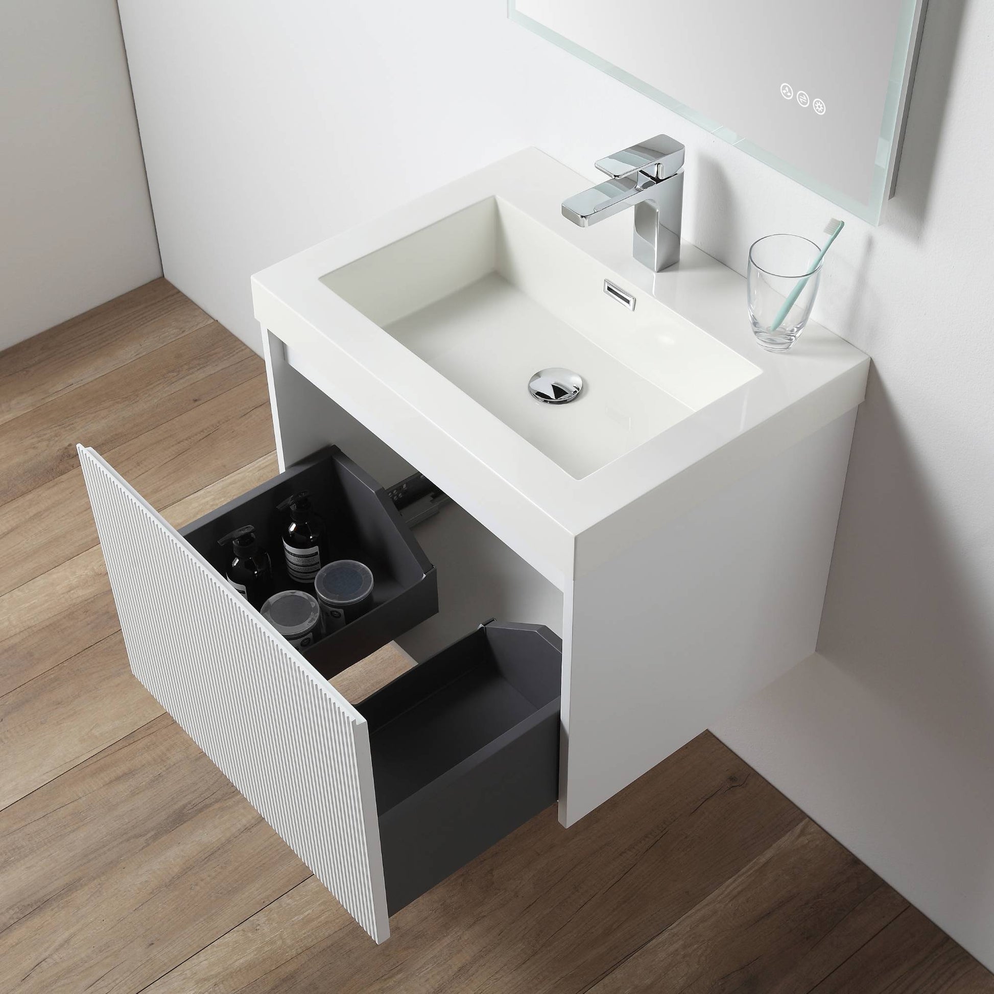 Blossom 028 24 01 A Blossom 24" Floating Bathroom Vanity with Sink - Matte White 028 24 01 A