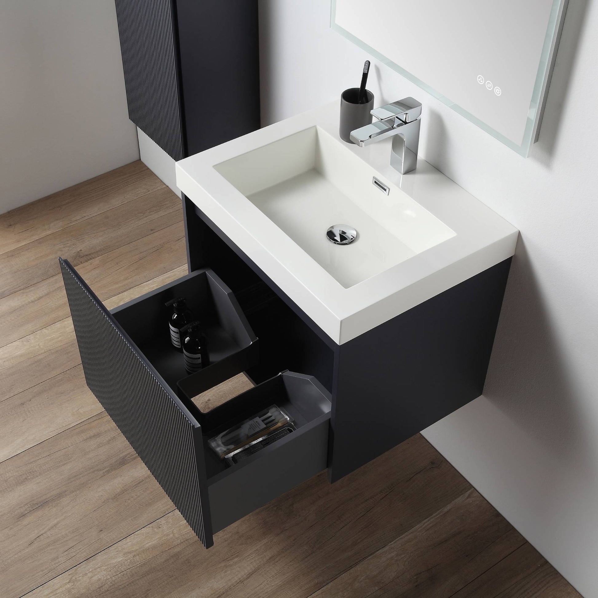 Blossom 028 24 26 A SC Blossom 24" Floating Bathroom Vanity with Sink & Side Cabinet - Night Blue 028 24 26 A SC