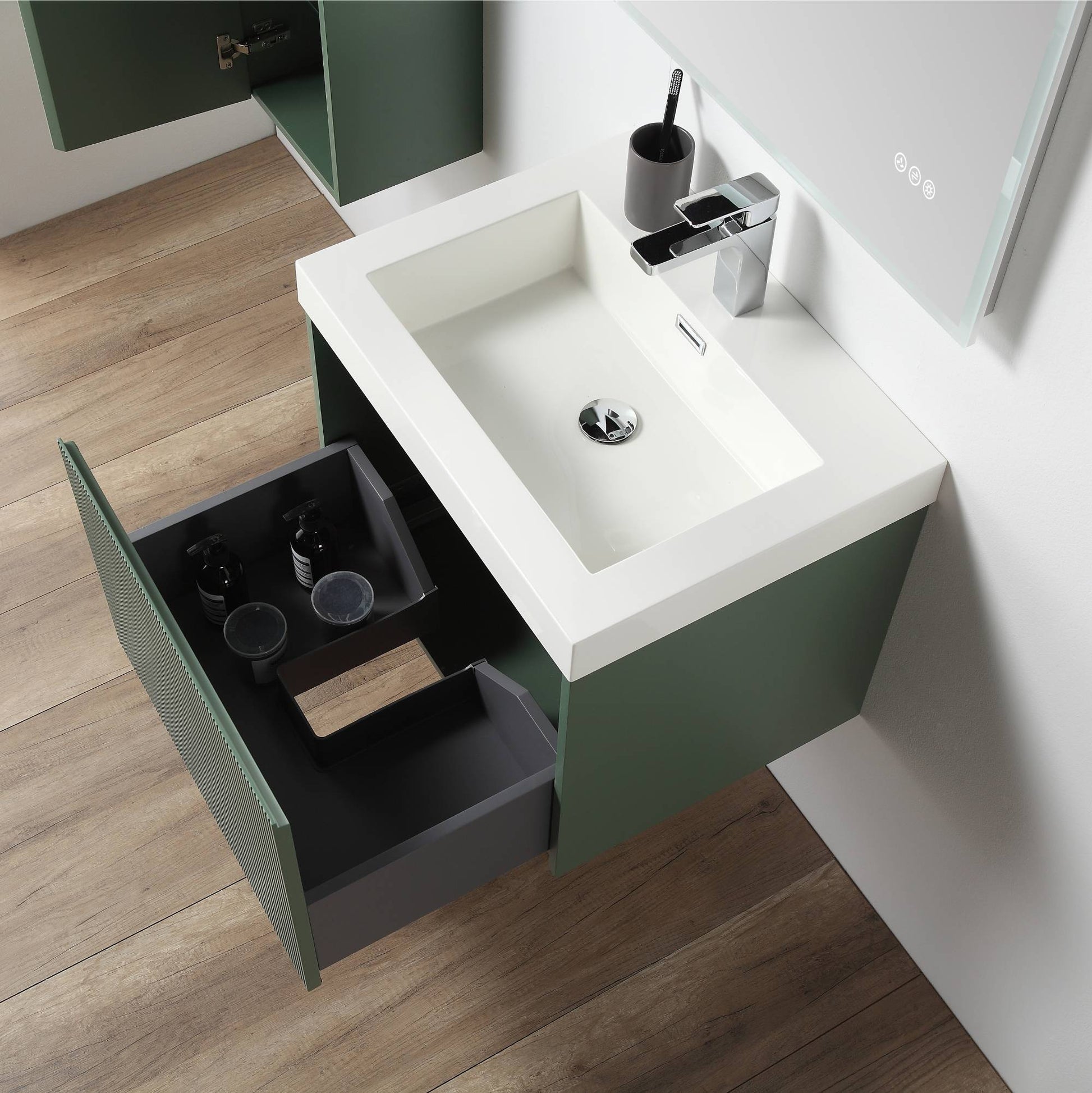 Blossom 028 24 27 A Blossom 24" Floating Bathroom Vanity with Sink - Aventurine Green 028 24 27 A