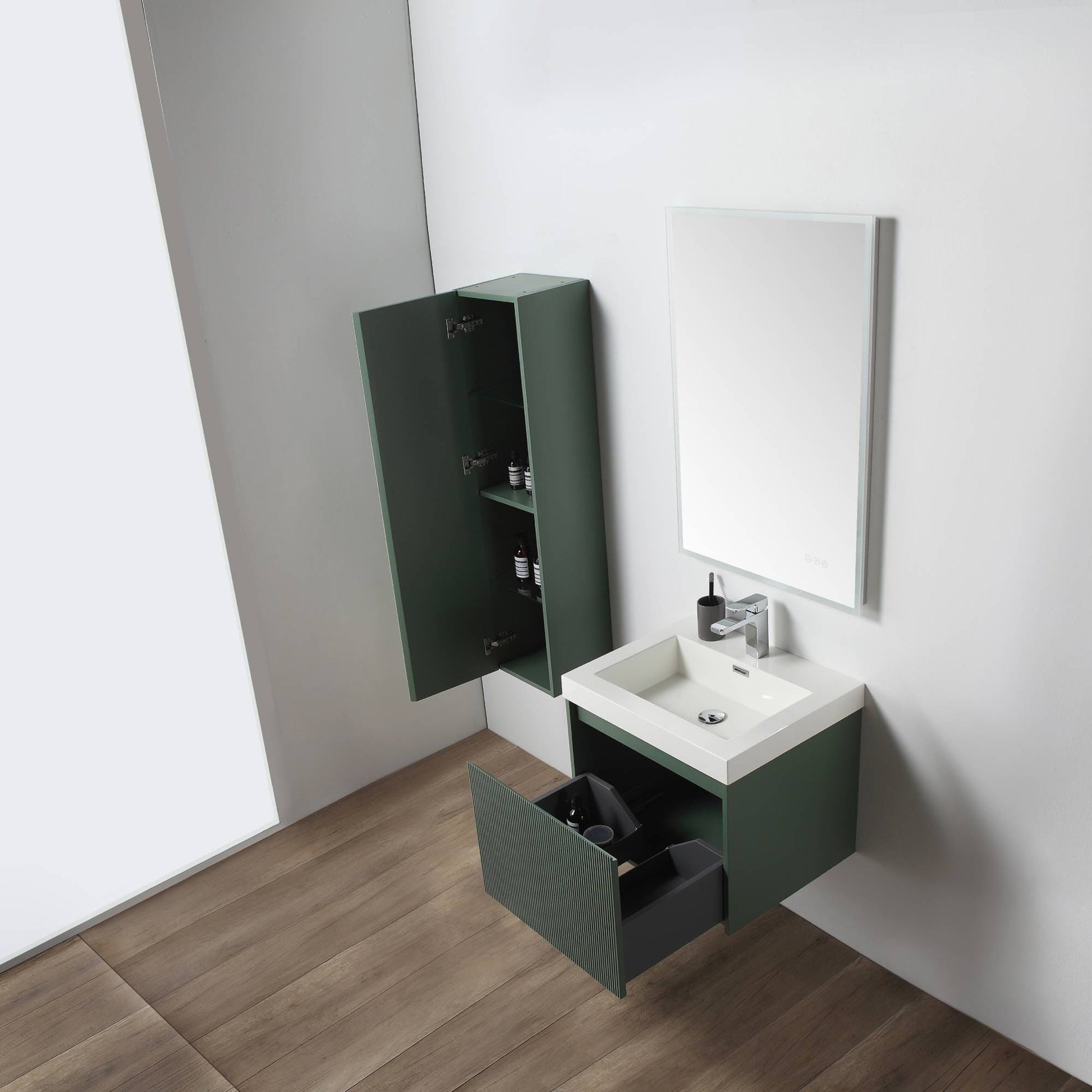 Blossom 028 24 27 A SC Blossom 24" Floating Bathroom Vanity with Sink & Side Cabinet - Aventurine Green 028 24 27 A SC