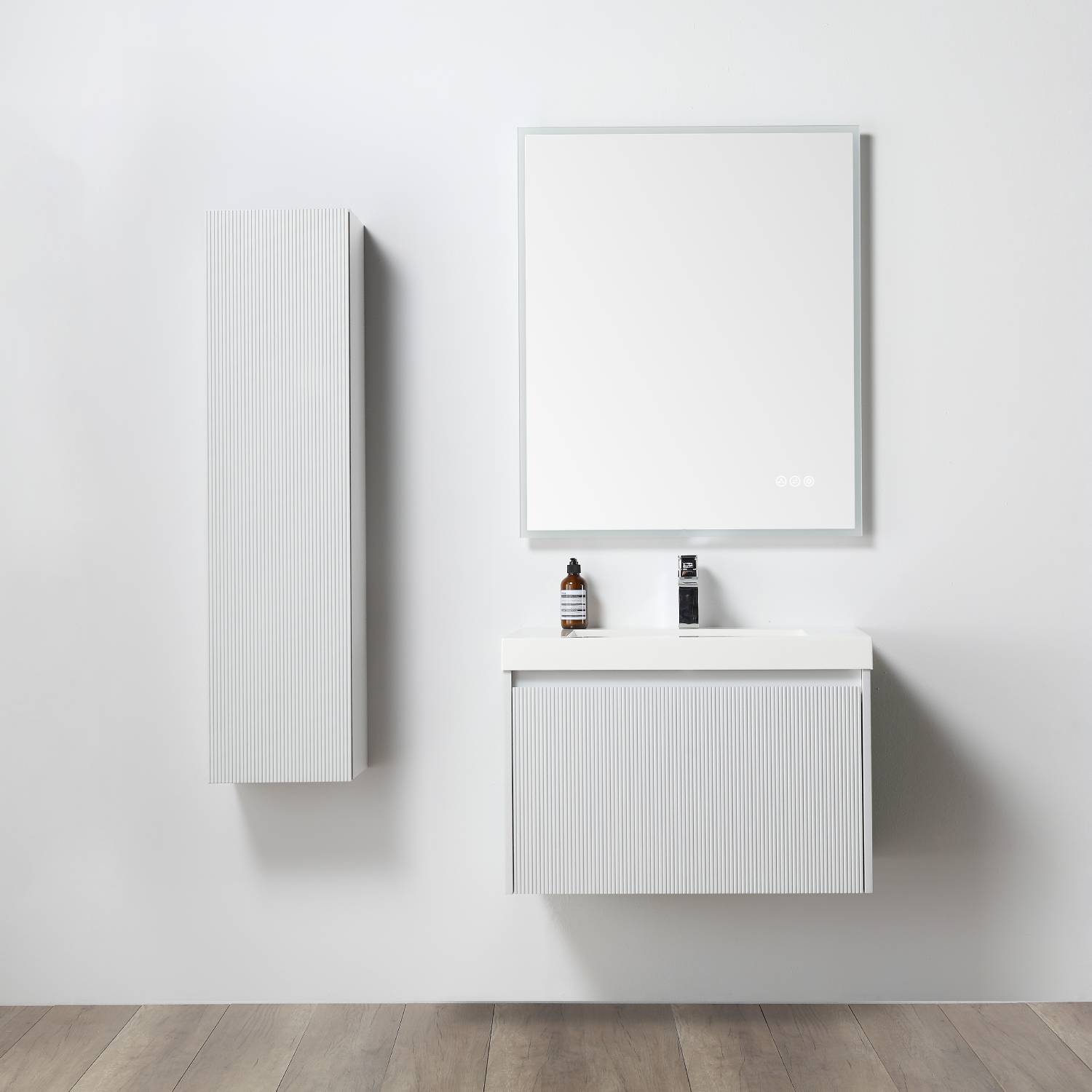 Blossom 028 30 01 A SC Blossom 30" Floating Bathroom Vanity with Sink & Side Cabinet - Matte White 028 30 01 A SC