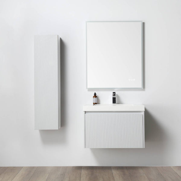 Blossom 028 30 01 A SC Blossom 30 Floating Bathroom Vanity with Sink & Side Cabinet - Matte White 028 30 01 A SC