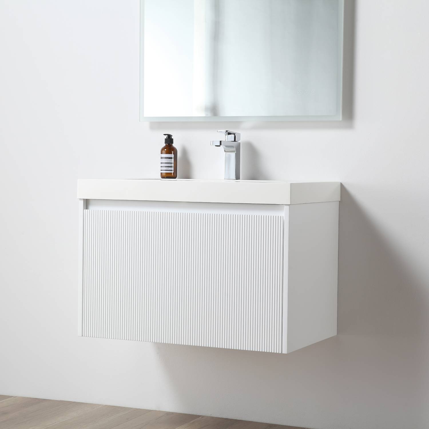 Blossom 028 30 01 A SC Blossom 30" Floating Bathroom Vanity with Sink & Side Cabinet - Matte White 028 30 01 A SC