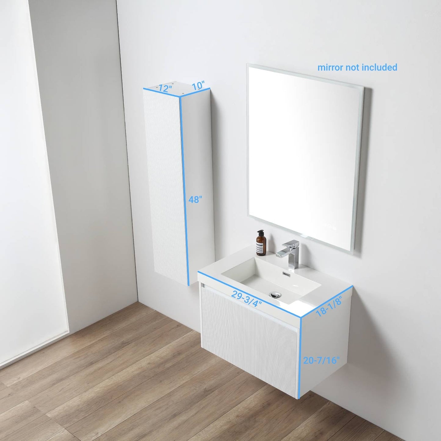 Blossom 028 30 01 A SC Blossom 30" Floating Bathroom Vanity with Sink & Side Cabinet - Matte White 028 30 01 A SC