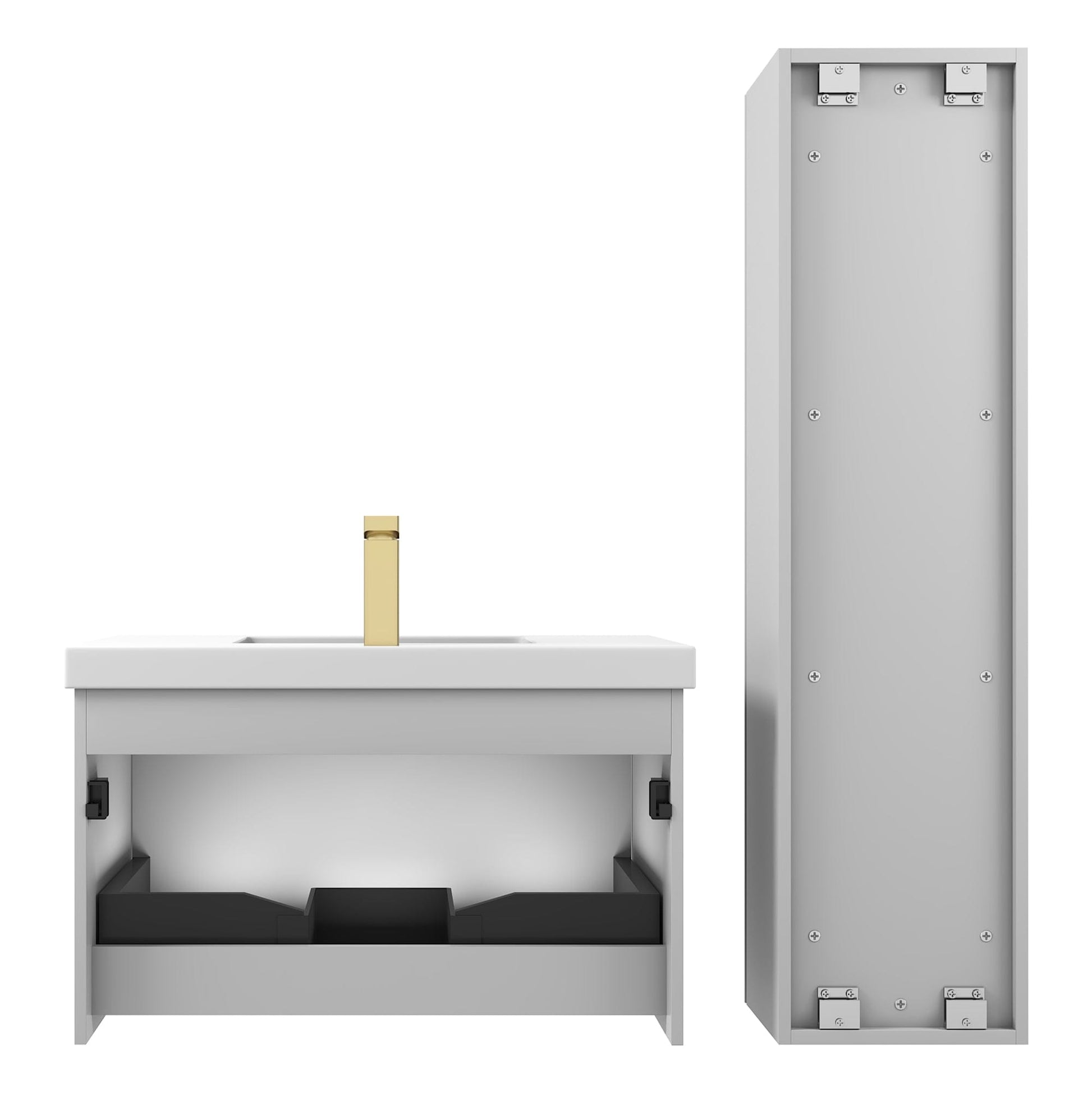 Blossom 028 30 15 A SC Blossom 30" Floating Bathroom Vanity with Sink & Side Cabinet - Light Gray 028 30 15 A SC