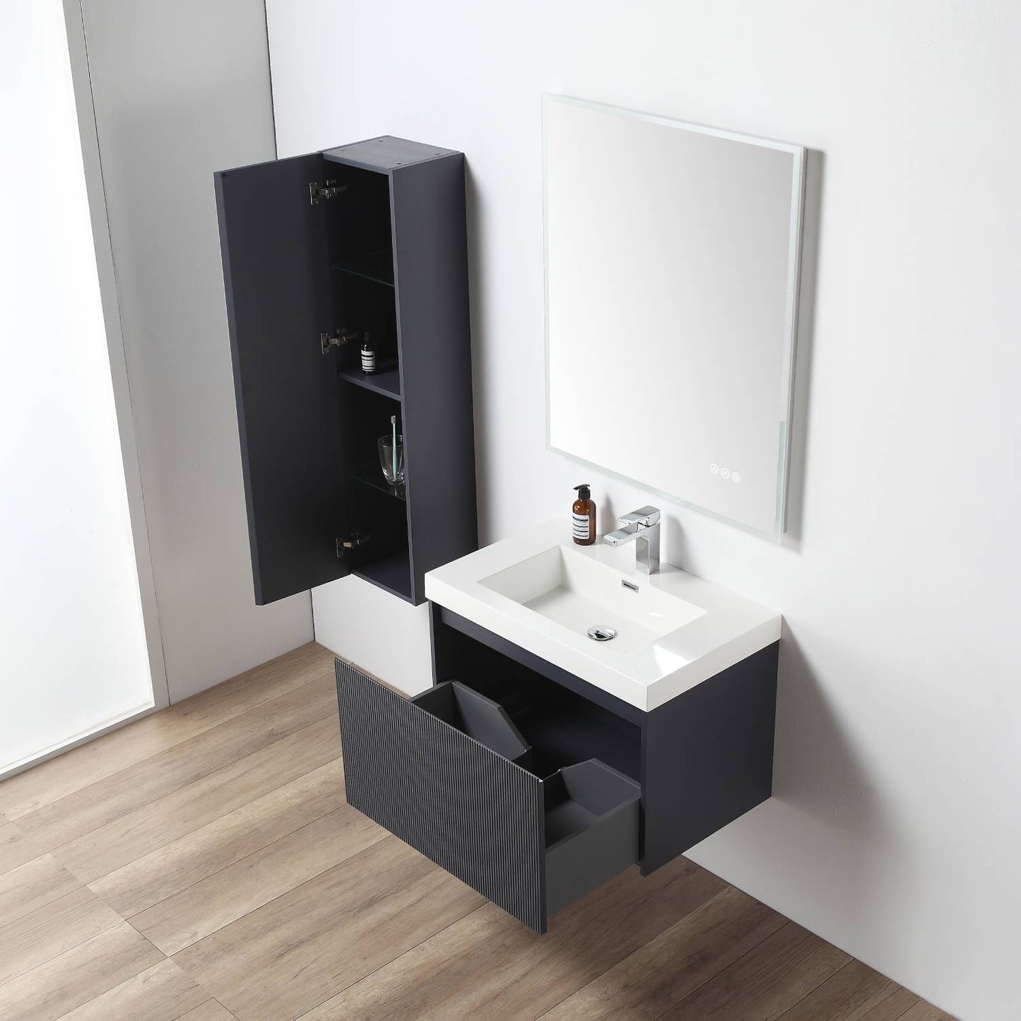 Blossom 028 30 26 A SC Blossom 30" Floating Bathroom Vanity with Sink & Side Cabinet - Night Blue 028 30 26 A SC